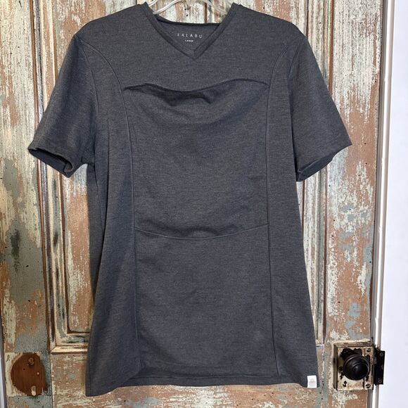 Lalabu Men's Large Dad Shirt Gray Short Sleeve Stretch Babywearing Carrier Top - Picture 1 of 8